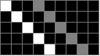 A diagonal white line by a diagonal gray line