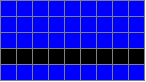 Zoomed in image of mostly blue pixels with a black line