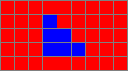 Zoomed in blue triangle on a red blackground