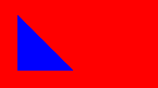 Unzoomed blue triangle on red background