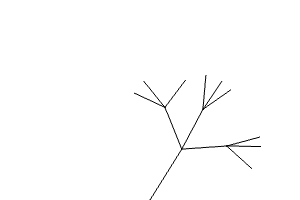 A depth three random tree with three branches per level and a trunk length of 60