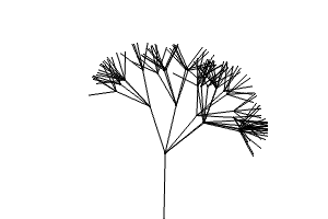 A four-level tree with five branches per level and a trunk length of 60