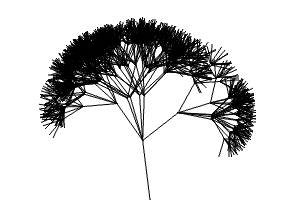 A five-level tree with seven branches per level and a trunk length of 60