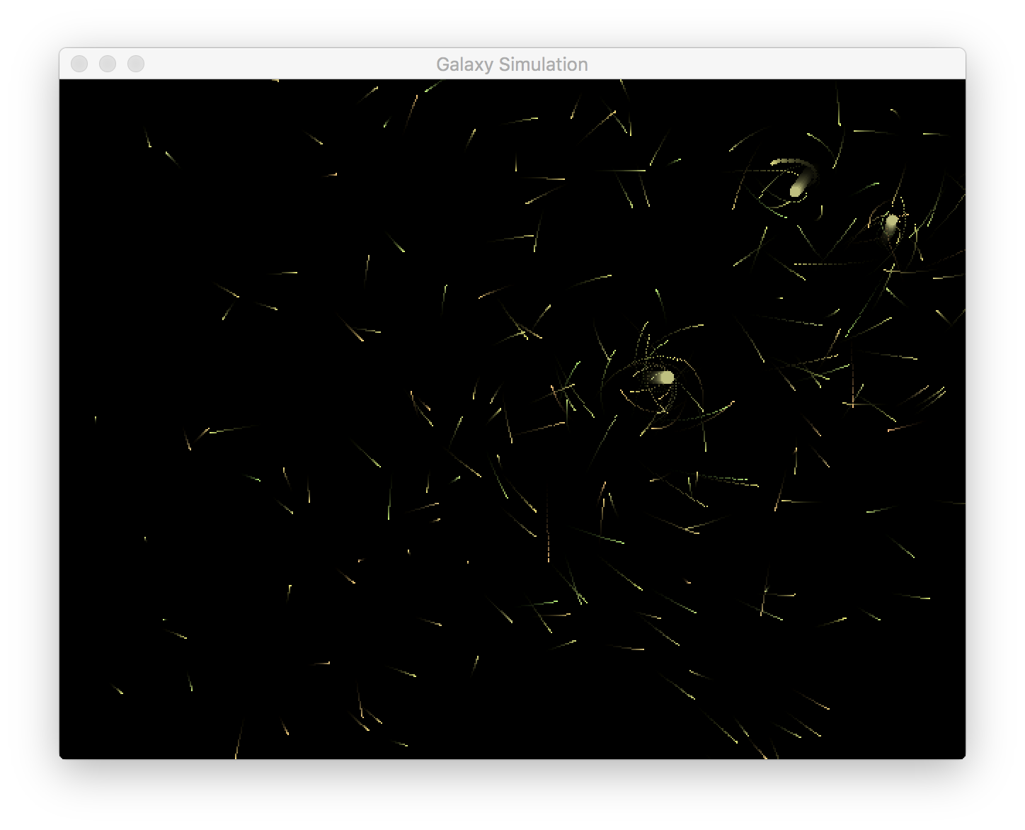 The simulation after galaxies have collapsed into a few massive objects.